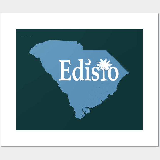 Edisto Island South Carolina State Outline Coastal Blue Wall Art by TGKelly